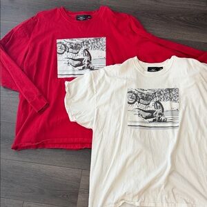 Harley Davidson Red White Graphic Men’s Shirts Chicks Dig Scars 3XL XXXL